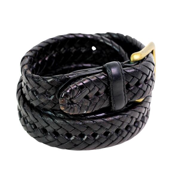 DOCKERS BRAIDED BLACK GENUINE LEATHER 1 1/8" Wd CASUAL MEN'S BELT Sz 42/105 (t49 - Picture 5 of 13